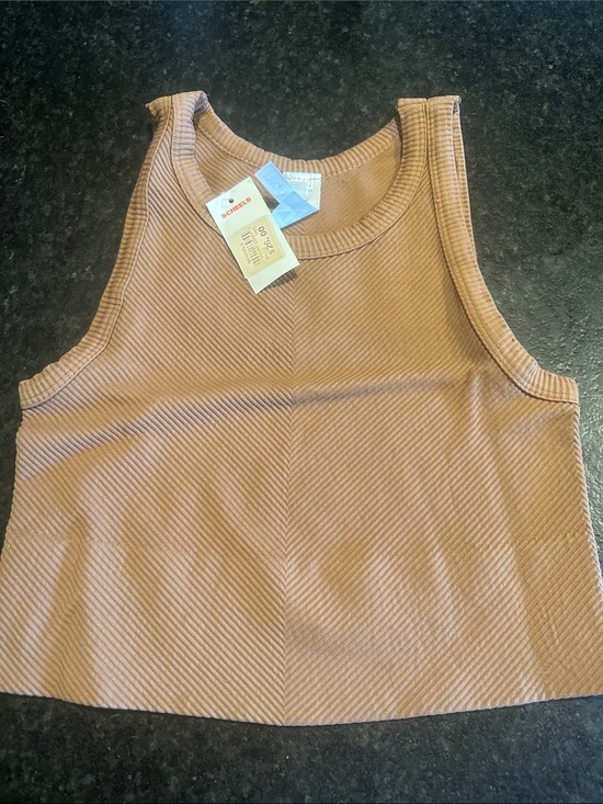 Nikibiki Tops - Nikibiki Ribbed Crop Tank in Camel Brown